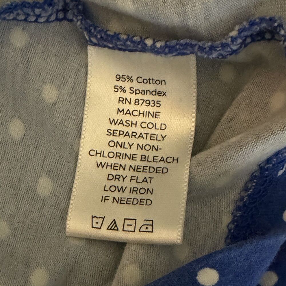 Susan Graver Cardigan Jersey Knit Top Snap Front Polka Dot Blue White S - Picture 7 of 7